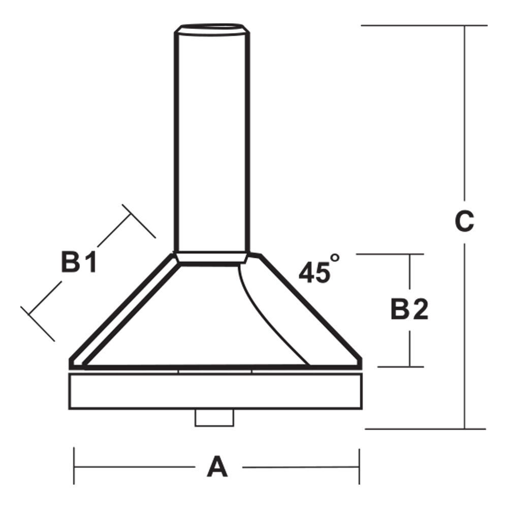 2 Flute Inverted Chamfering Bit Carbide Tipped
